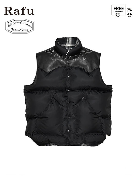 20%OFF【RAFU - ラフ】RMFC Down Vest W/EMB`D / BLACK(ロッキーマウンテン/ダウンベスト/ブラック)