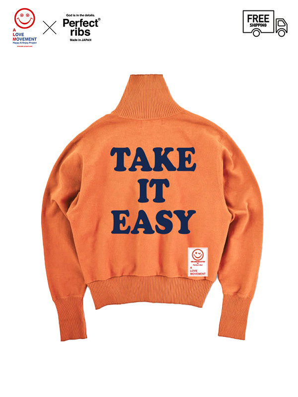 【Perfect ribs®×ALM】"TAKE IT EASY" Turtle Neck Sweat Shirts / Orange(タートルネック/スウェット)