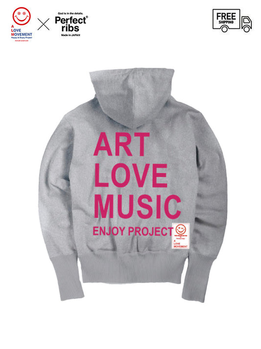 20%OFF【Perfect ribs®×ALM】"ART LOVE MUSIC" Basic Zip Hoodie / Heather Grey(パーカー)