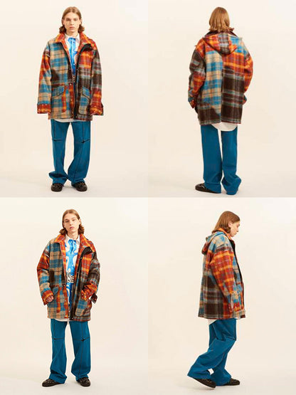 50%OFF【BLUE MARBLE - ブルーマーブル 】Studded tartan wool parka(ウールジャケット/マルチ)