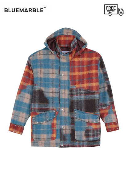 50%OFF【BLUE MARBLE - ブルーマーブル 】Studded tartan wool parka(ウールジャケット/マルチ)