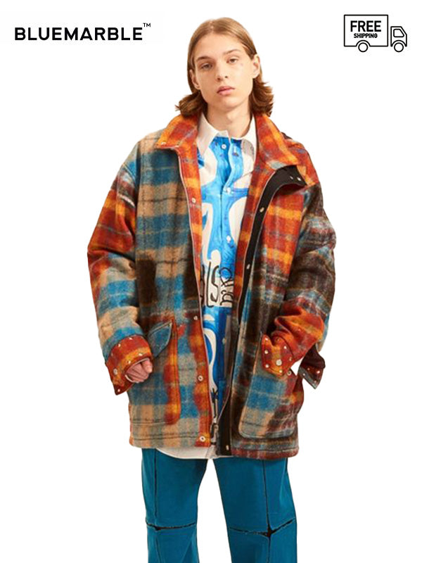 40%OFF【BLUE MARBLE - ブルーマーブル 】Studded tartan wool parka(アウター)