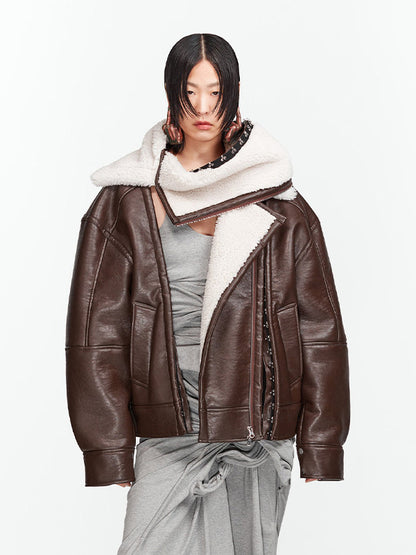 50%OFF【Y/PROJECT - ワイプロジェクト】Hook and Eye Shearling Jacket / Brown(アウター/ブラウン)