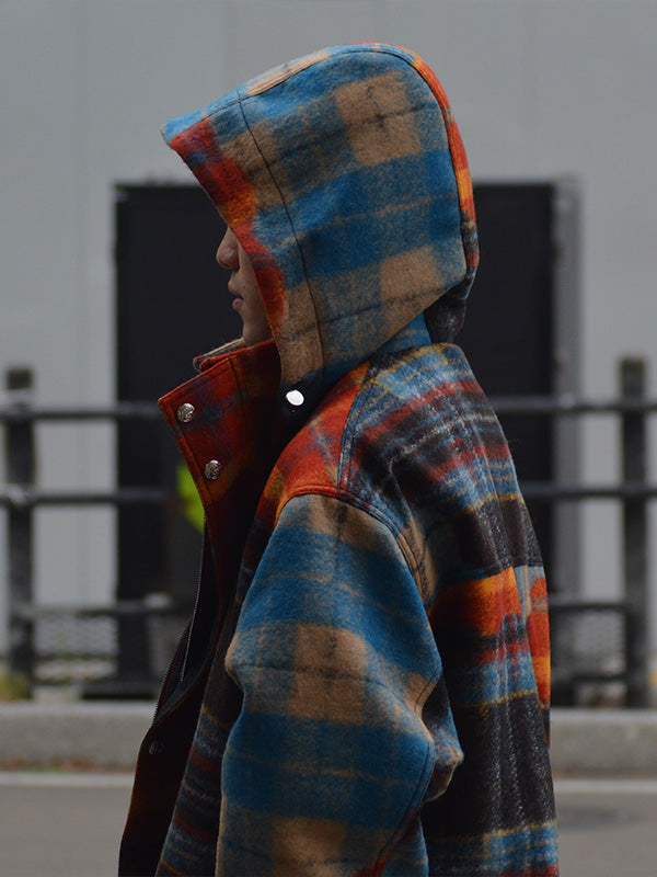 40%OFF【BLUE MARBLE - ブルーマーブル 】Studded tartan wool parka(アウター)