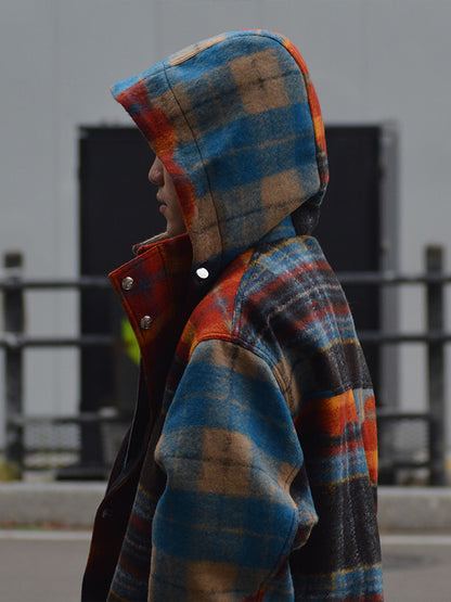 50%OFF【BLUE MARBLE - ブルーマーブル 】Studded tartan wool parka(ウールジャケット/マルチ)