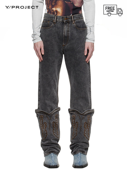 30%OFF【Y/PROJECT - ワイプロジェクト】Evergreen Mini Cowboy Cuff Jeans / Evergreen Vintage BLACK(デニムパンツ/ブラック)