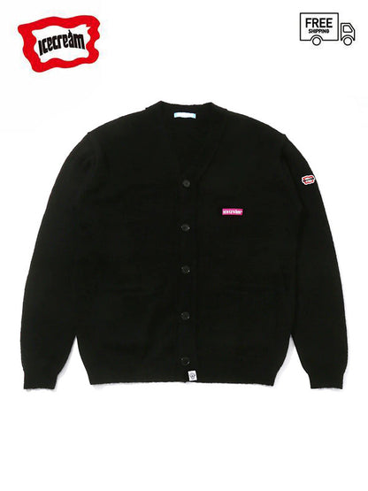 30%OFF【ICE CREAM - アイスクリーム】EMBROIDERED LOGO MOHAIR CARDIGAN(カーディガン/ブラック)