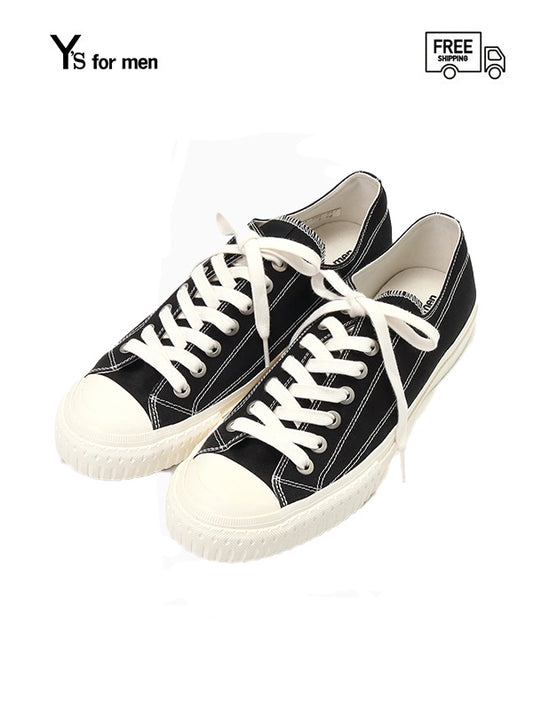 COTTON CANVAS LOW-TOP SNEAKERS/ BLACK,WHITE