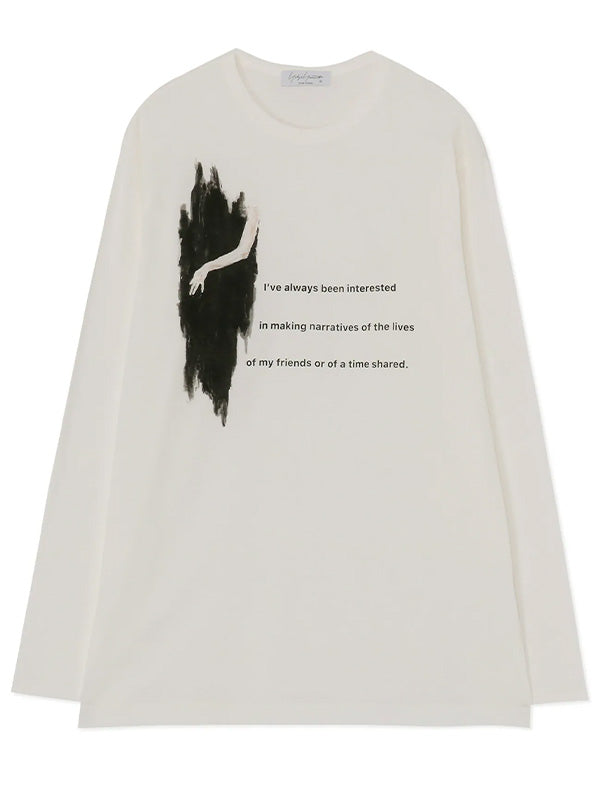 【Yohji Yamamoto POUR HOMME - ヨウジヤマモト プールオム】30/- COMBED SINGLE JERSEY PT LONG SLEEVE/ WHITE(Tシャツ)