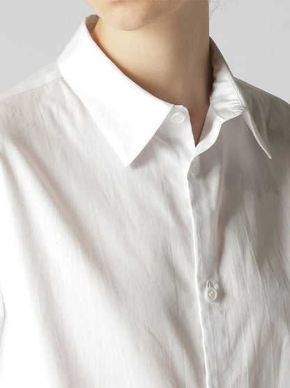 【Y's - ワイズ】COTTON BROADCLOTH LEFT FRONT DRAPE BLOUSE / WHITE (シャツ/ホワイト)