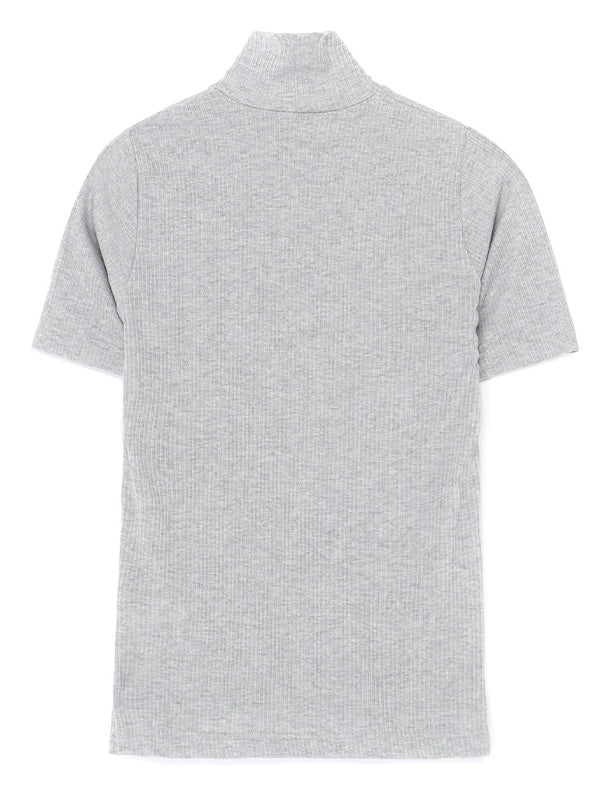 【Y's - ワイズ】HIGH　NECK HALF SLEEVE RIB T-SHIRT / Light Grey (Tシャツ/グレー)