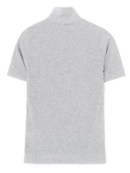 【Y's - ワイズ】HIGH　NECK HALF SLEEVE RIB T-SHIRT / Light Grey (Tシャツ/グレー)