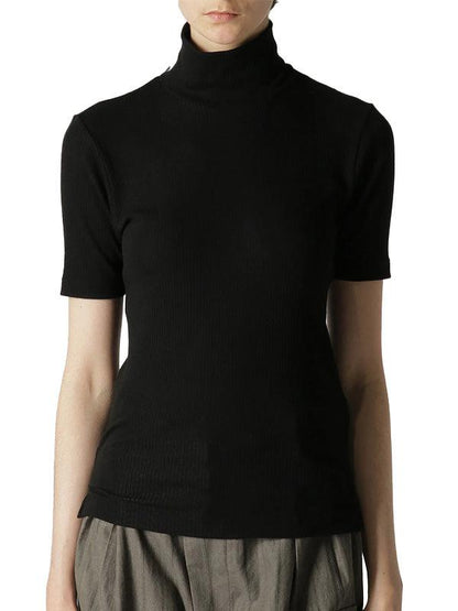 【Y's - ワイズ】HIGH NECK HALF SLEEVE RIB T-SHIRT / BLACK (Tシャツ/ブラック)