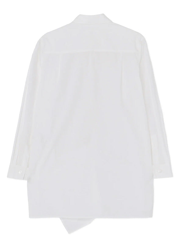 【Y's - ワイズ】COTTON BROADCLOTH LEFT FRONT DRAPE BLOUSE / WHITE (シャツ/ホワイト)