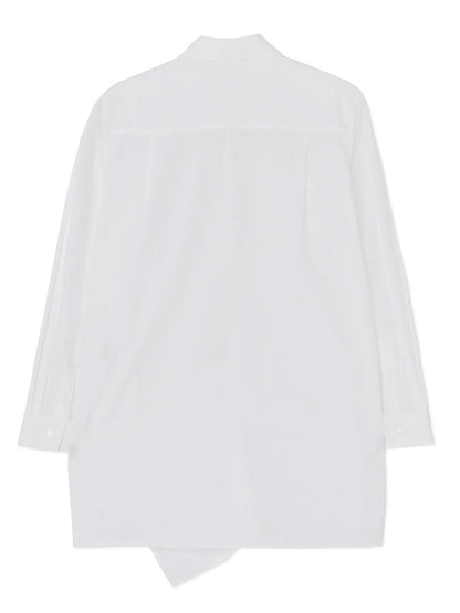 【Y's - ワイズ】COTTON BROADCLOTH LEFT FRONT DRAPE BLOUSE / WHITE (シャツ/ホワイト)