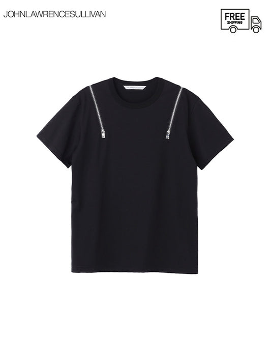 【JOHN LAWRENCE SULLIVAN - ジョンローレンスサリバン】Zipped t-shirt(Tシャツ/ブラック）
