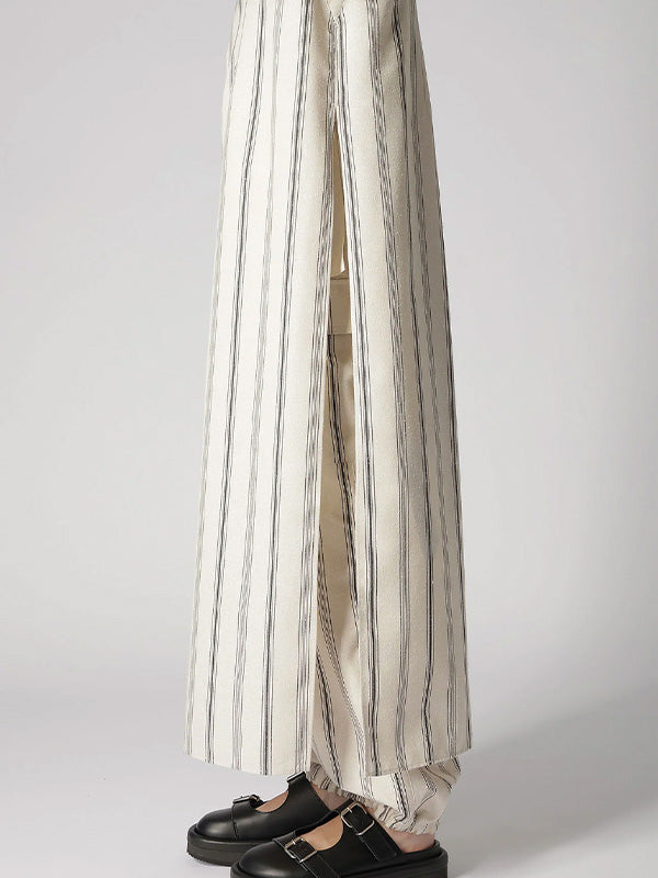 【Y's.... - ワイズビー】HARD TWISTED STRIPE SLIT DRESS / Off White(ワンピース/ストライプ)