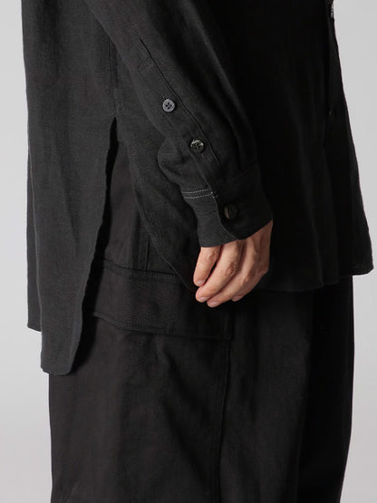 【Y's for men-ワイズフォーメン】60 LINEN LAWN OUT POCKET SHIRT/ BLACK(シャツ/ブラック)