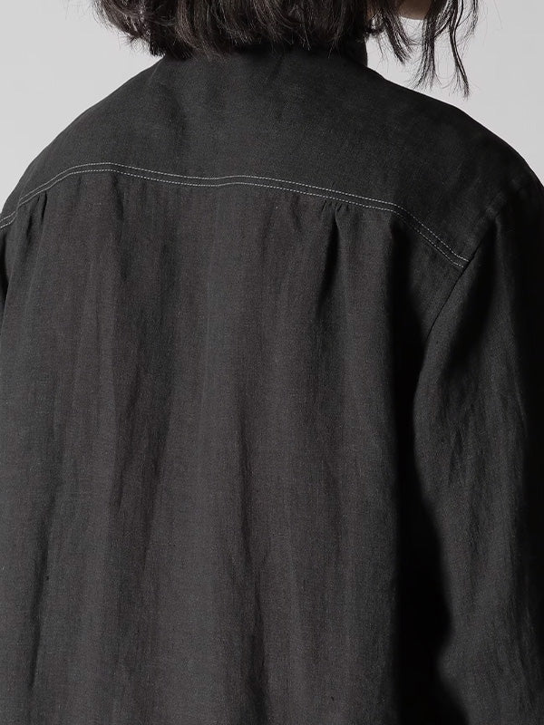 【Y's for men-ワイズフォーメン】60 LINEN LAWN OUT POCKET SHIRT/ BLACK(シャツ/ブラック)