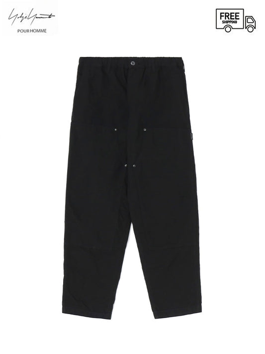 【Yohji Yamamoto POUR HOMME - ヨウジヤマモト プールオム】BLACK SCANDAL LIP U-W ELASTIC CORD WORK PANTS (パンツ)