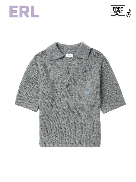 【ERL - イーアールエル】UNISEX POLO-SW LOGO EMBROIDE(ポロシャツ)