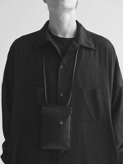 【Discord Yohji Yamamoto - ディスコード ヨウジヤマモト】TRIFOLD SHOULDER "Cow Leather"/BLACK(マルチホルダー/ブラック)