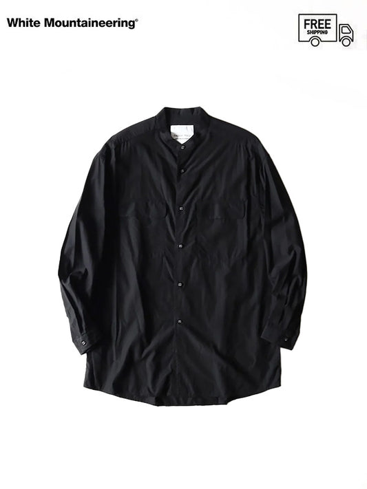 【White Mountaineering - ホワイトマウンテニアリング】BAND COLLAR SHIRT / BLACK(シャツ/ブラック)