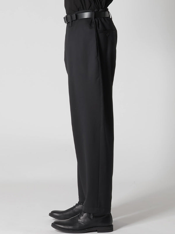 【Y's for men-ワイズフォーメン】SUIT GABARDINE PANTS WITH SIDE TUCK(パンツ/ブラック)