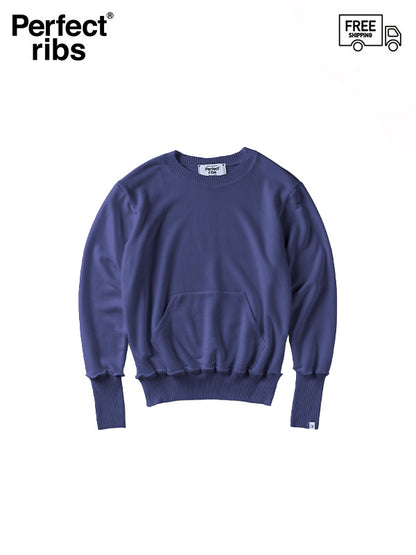 【Perfect ribs® - パーフェクトリブス】Pocket Crew Neck Sweat Shirt(スウェットシャツ/ネイビー)