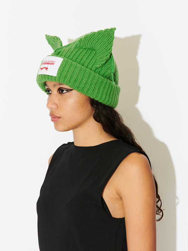 【Charles Jeffrey Loverboy - チャールズ ジェフリー ラバーボーイ】Chunky ears beanie / Green (帽子/グリーン)