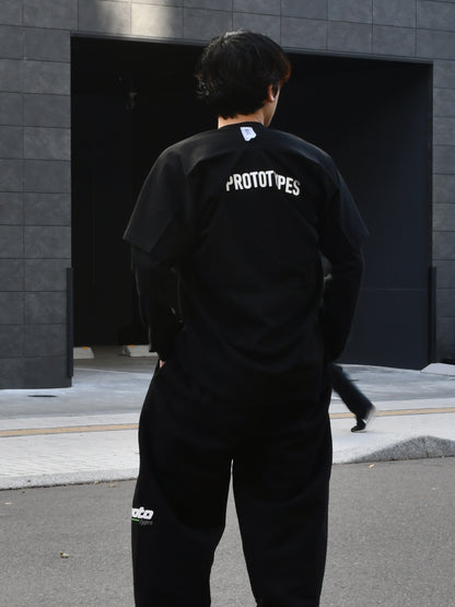 【prototypes - プロトタイプス】MOVED NECKLINE TEE (Tシャツ/BLACK)