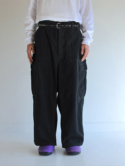 【ANACHRONORM - アナクロノーム】AN381 COTTON SUEDE WIDE BAKER 6P PANTS / BLACK (パンツ/ブラック)