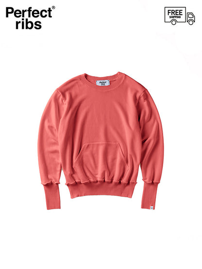 【Perfect ribs® - パーフェクトリブス】Pocket Crew Neck Sweat Shirt(スウェットシャツ/レッド)