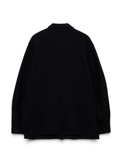 【Yohji Yamamoto POUR HOMME - ヨウジヤマモト プールオム】WOOL COMBED YARN SINGLE JERSEY RE SHIRT JACKET（ジャケット/ ブラック)