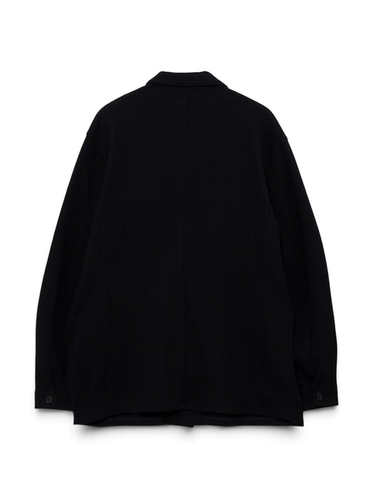 【Yohji Yamamoto POUR HOMME - ヨウジヤマモト プールオム】WOOL COMBED YARN SINGLE JERSEY RE SHIRT JACKET（ジャケット/ ブラック)