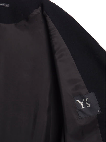 【Y's - ワイズ】WOOL SINGLE MOSSER COLLARLESS COAT/ BLACK(コート/ブラック)