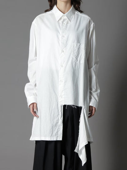 【Ground Y - グラウンドワイ】LIGHT COTTON TWILLL WASH ONC LEFT FRONT CUT-OUT SHIRT / WHITE(シャツ/ホワイト)