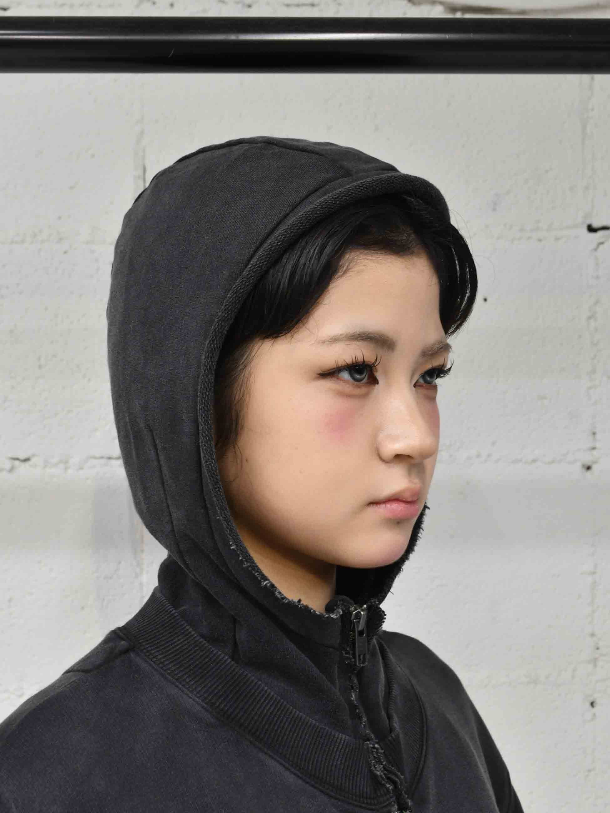 Martine Rose - マーティンローズ】HOODED ZIP CREW / WASHED BLACK