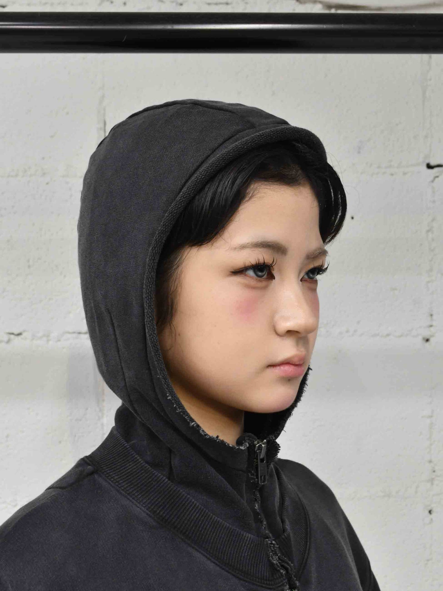 【Martine Rose  - マーティンローズ】HOODED ZIP CREW / WASHED BLACK  (ジップフーディー/ウォッシュドブラック)