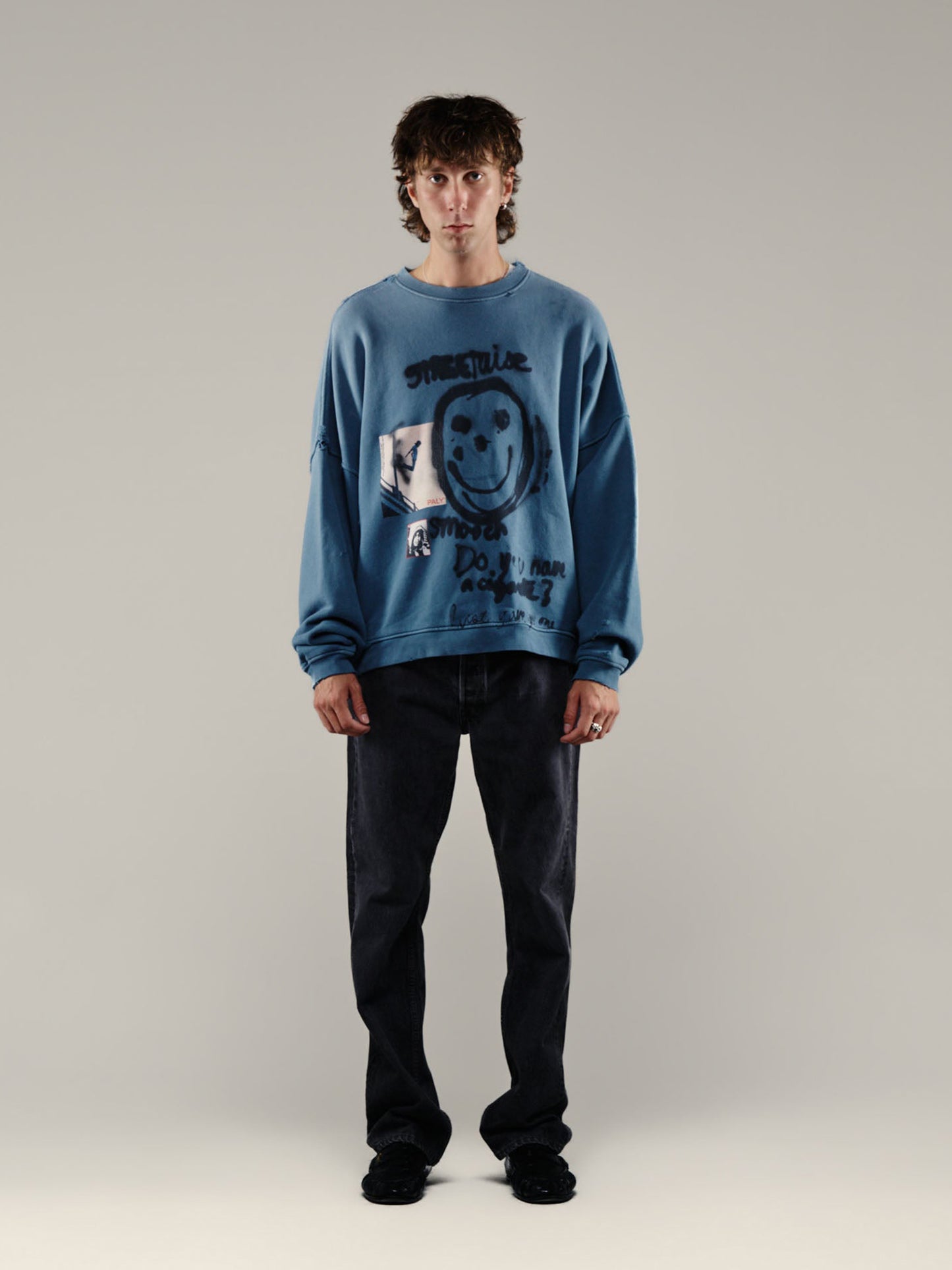 【PALY HOLLYWOOD - パリーハリウッド】STREETWISE AIRBRUSH CREW NECK / BLUE (クルーネックスウェット/ブルー)