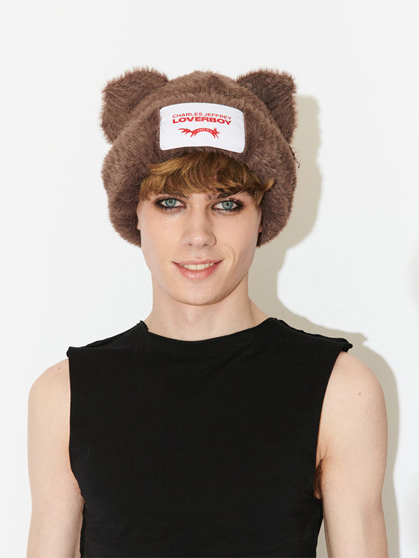 【Charles Jeffrey Loverboy - チャールズ ジェフリー ラバーボーイ】 FLUFFY CHUNKY EARS BEANIE / Brown (帽子/ブラウン)