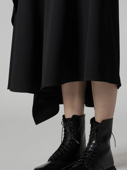 【Y's - ワイズ】WOOL GABARDINE MIDDLE LENGTH ASYMMETRIC SKIRT  / BLACK(スカート/ブラック)