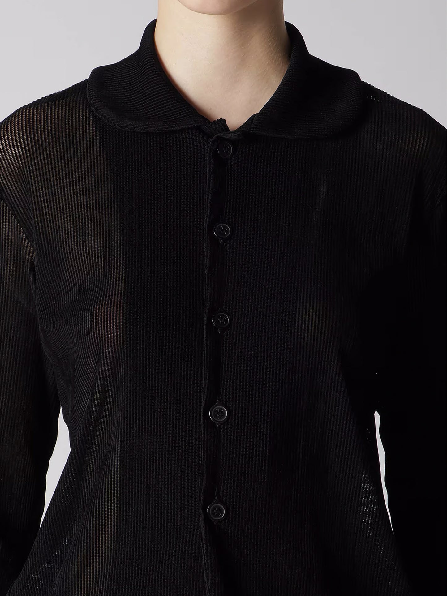 【Y's - ワイズ】NY TULLE FLOCKED ROUND COLLAR CARDIGAN / BLACK(カーディガン/ブラック)