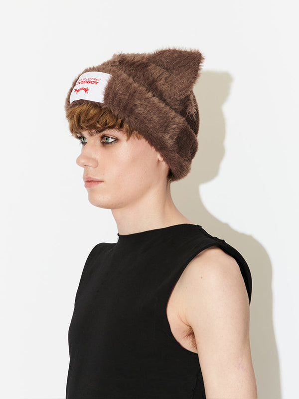 【Charles Jeffrey Loverboy - チャールズ ジェフリー ラバーボーイ】 FLUFFY CHUNKY EARS BEANIE / Brown (帽子/ブラウン)