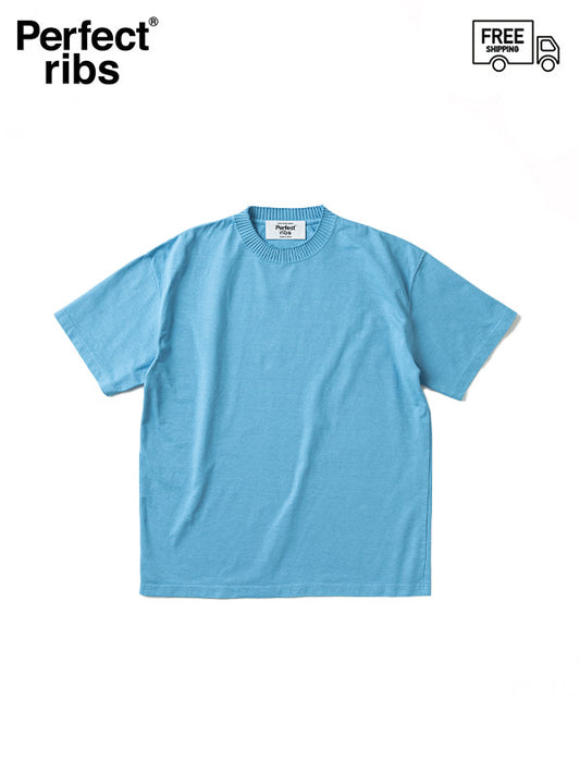 【Perfect ribs® - パーフェクトリブス】Basic Short Sleeve T Shirts / Sax (Tシャツ/サックス)