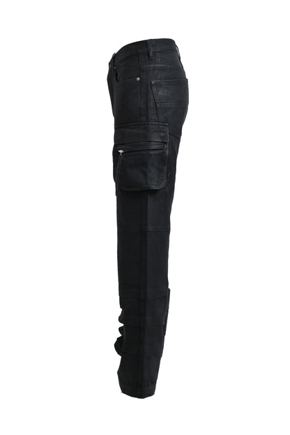 【BREATH - ブレス】  COATING DOUBLE KNEE FLARE DENIM / BLACK（パンツ/ブラック)