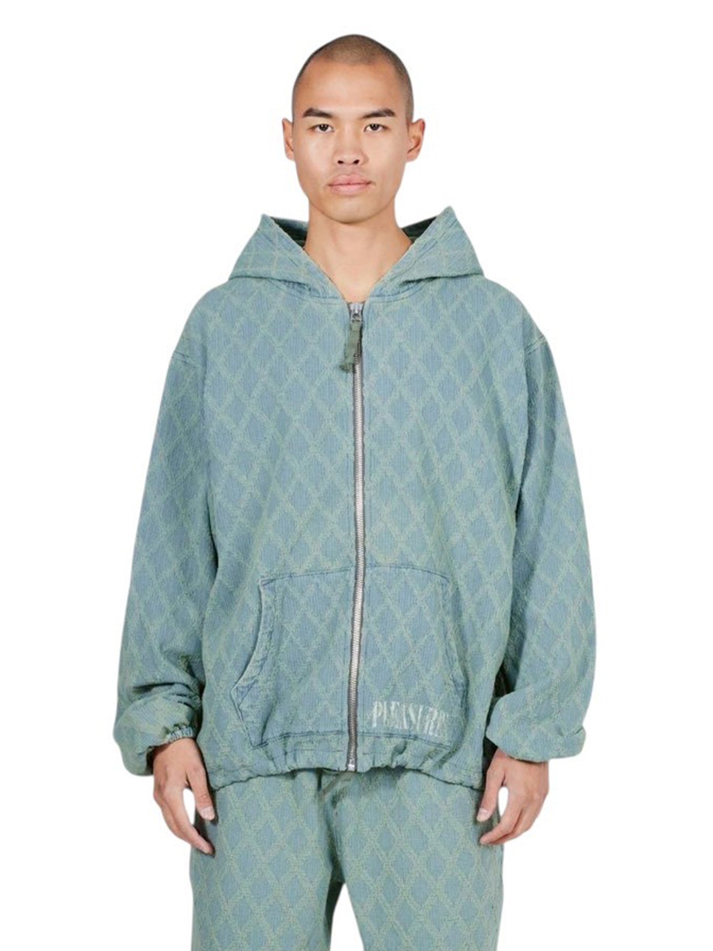 【PLEASURES - プレジャーズ】DIAMOND JACQUARD ZIP HOODIE / LIGHI INDIGO (フーディ/ライトインディゴ)