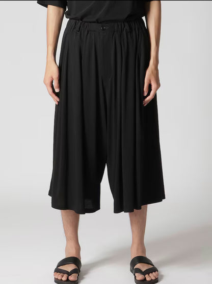 【Yohji Yamamoto POUR HOMME - ヨウジヤマモト プールオム】ALBINISTA CHIFFON TUCK PANTS（パンツ/ブラック)