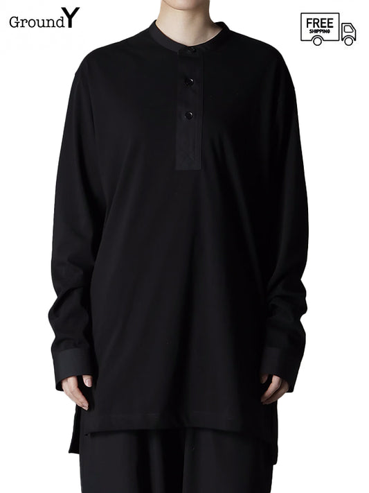 【Ground Y - グラウンドワイ】ULTIMA JERSEY HENRY NECK LONG SLEEVE T-SHIRT / BLACK(Tシャツ/ブラック)