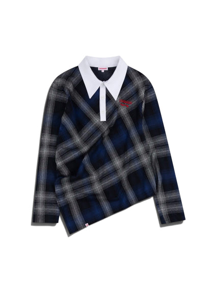 【Charles Jeffrey Loverboy - チャールズ ジェフリー ラバーボーイ】TOPSY TURVY POLO / Blue (長袖ポロシャツ/ブルー)